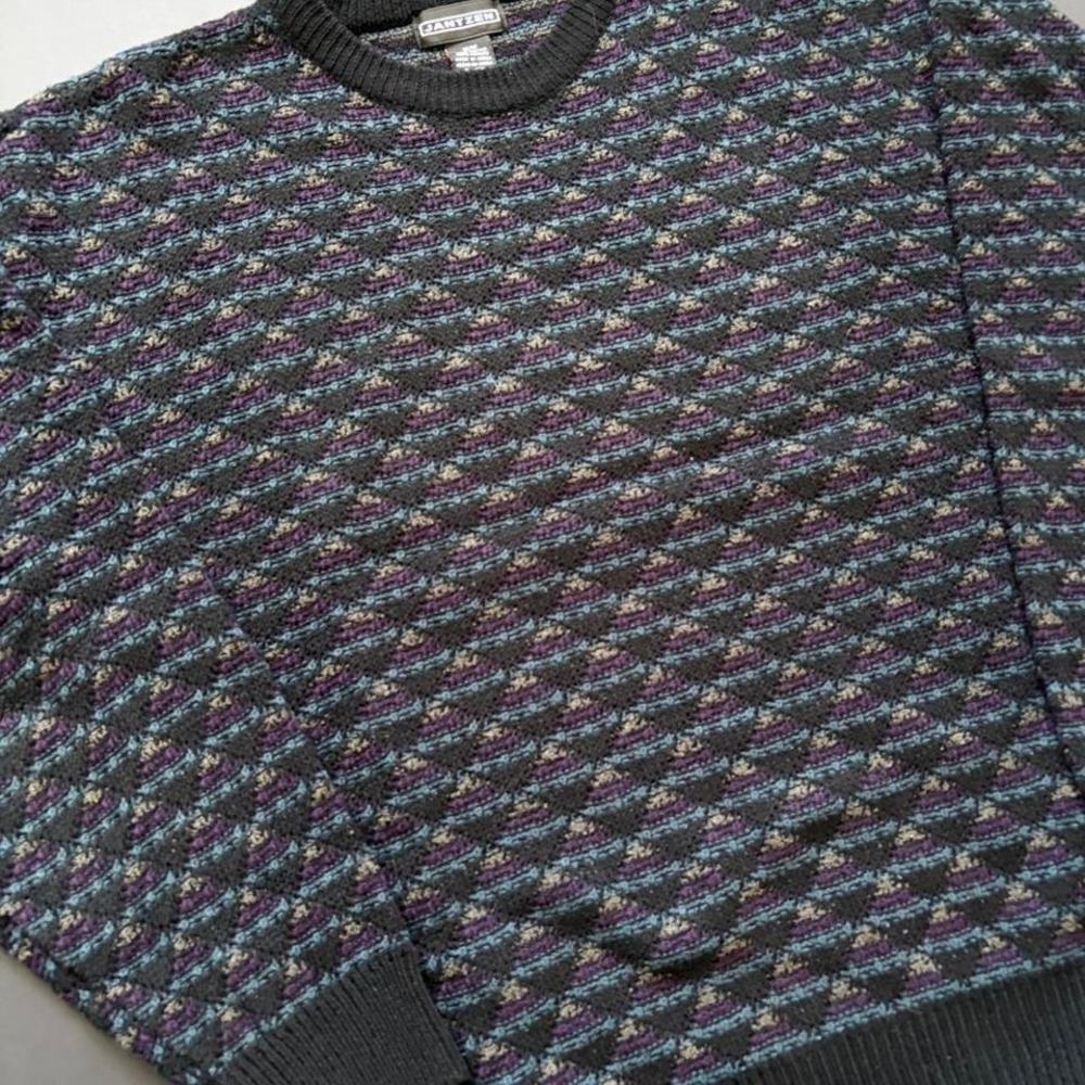 90s chunky cable knit patterned sweater - Picture 2 of 5
